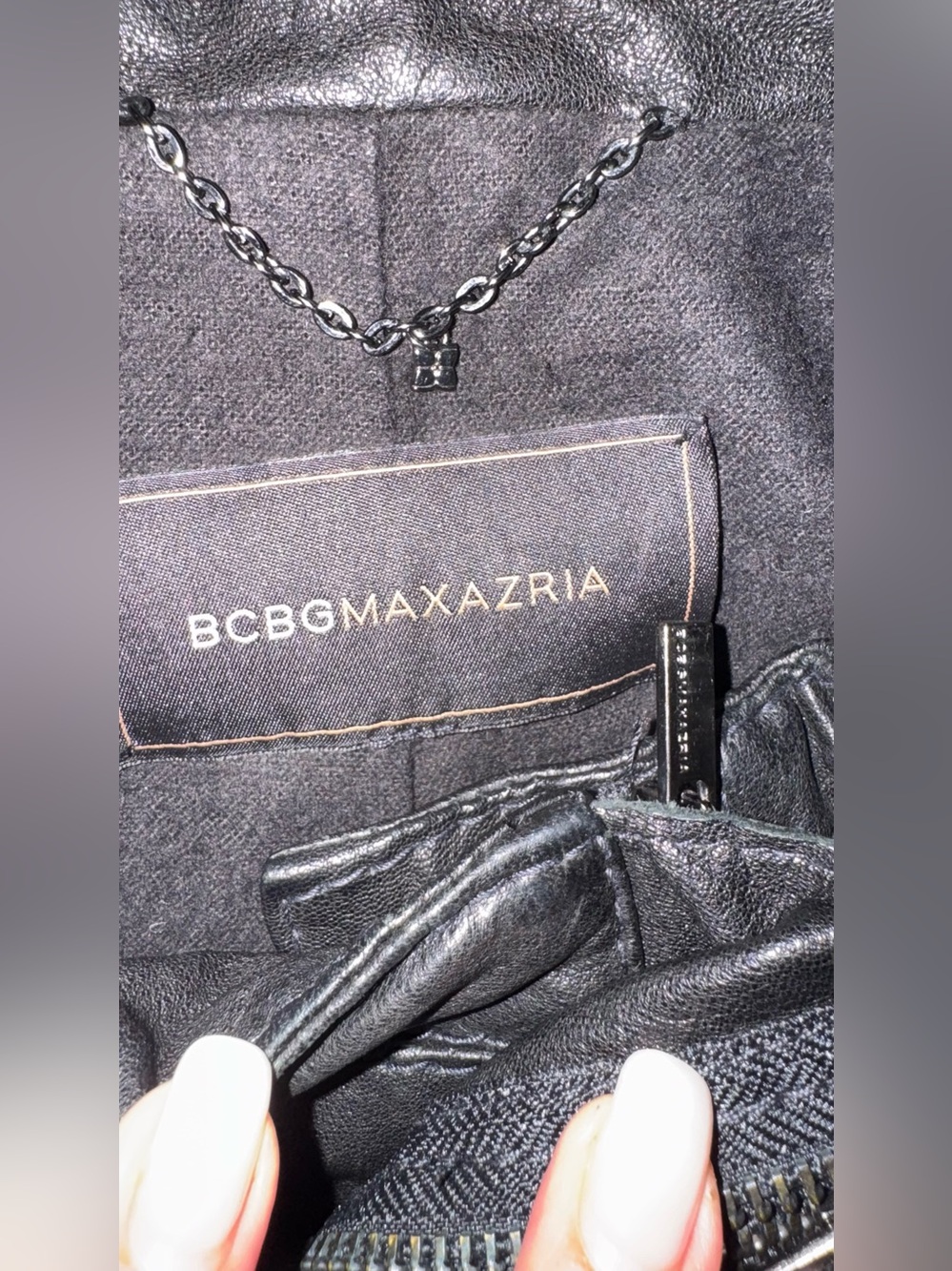 BCBGMaxAzria Soft Leather Biker
Jacket Asymmetrical Collar Cropped Style Size S - Picture 15 of 16